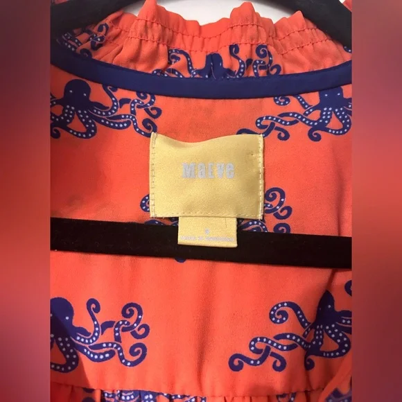 Maeve Size 6 Top Sleeveless Coral and Navy Top Octopus Pattern Anthropologie - Picture 4 of 8
